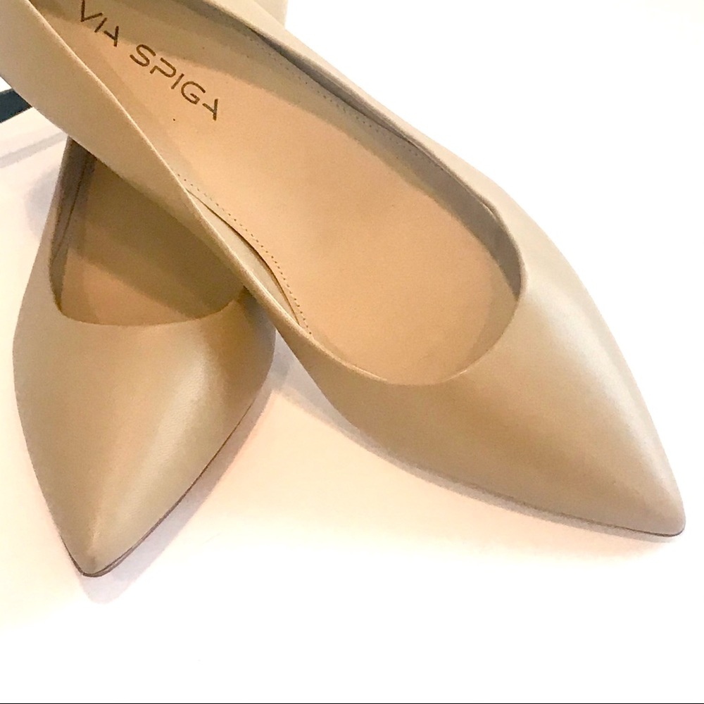 VIA SPIGA Beige Pointy Pump Leather Shoes 7 1/2M!